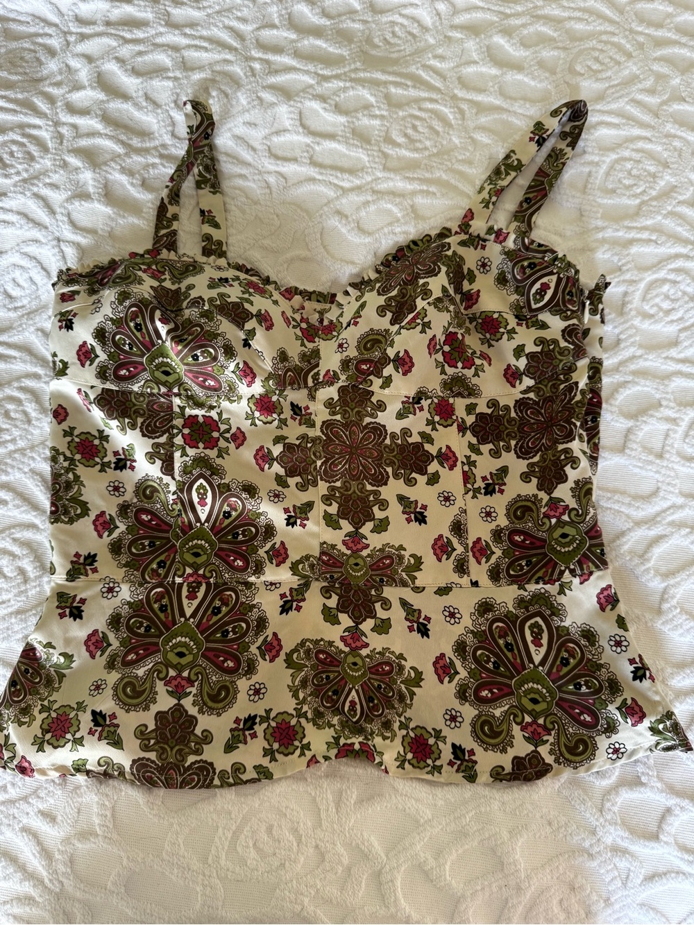 Y2K Nicole by Nicole Miller Paisley Corset Bustier Top Small